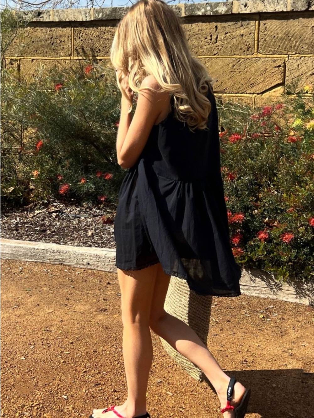 LANEWAY THE LABEL Vintage Cotton Mini Dress in Black/Noir XS - Picture 4 of 6